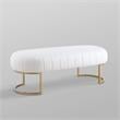 Posh Living Orpheus Modern Faux Leather Bench in White/Gold