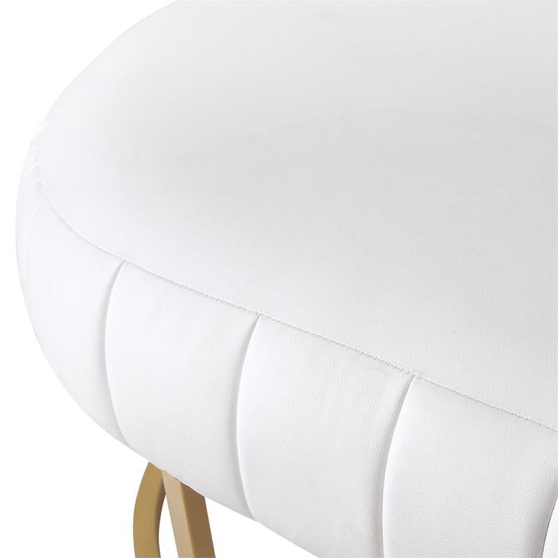Posh Living Orpheus Modern Faux Leather Bench in White/Gold