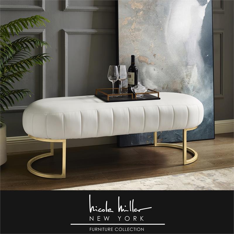 Posh Living Nicole Miller Orpheus, Gold Faux Leather Ottoman Bed