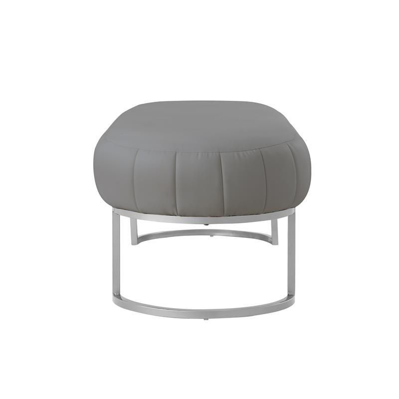 Posh Living Nicole Miller Orpheus Modern Faux Leather Bench in Gray/Silver