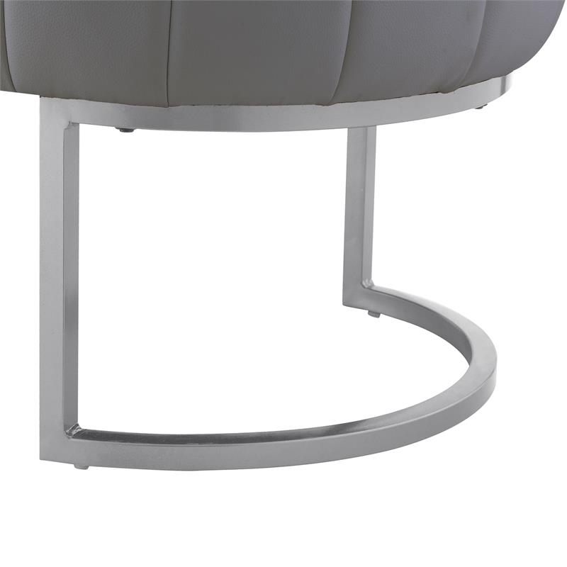 Posh Living Nicole Miller Orpheus Modern Faux Leather Bench in Gray/Silver