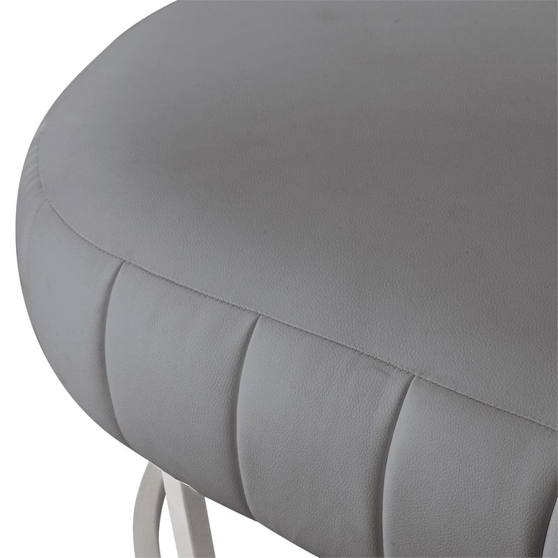 Posh Living Nicole Miller Orpheus Modern Faux Leather Bench in Gray/Silver