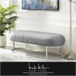 Posh Living Nicole Miller Orpheus Modern Faux Leather Bench in Gray/Silver