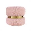 Posh Living Nicole Miller Braydon Faux Fur Fabric Ottoman in Blush Pink/Gold