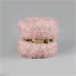 Posh Living Nicole Miller Braydon Faux Fur Fabric Ottoman in Blush Pink/Gold