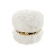 Posh Living Nicole Miller Braydon Faux Fur Fabric Ottoman in Cream White/Gold