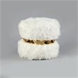 Posh Living Nicole Miller Braydon Faux Fur Fabric Ottoman in Cream White/Gold