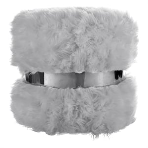 Posh Living Braydon Faux Fur Fabric Ottoman in Gray/Silver