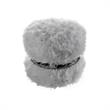 Posh Living Braydon Faux Fur Fabric Ottoman in Gray/Silver