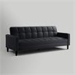 Posh Living Loft Lyfe Toyah Faux Leather Convertible Sleeper Sofa in Black