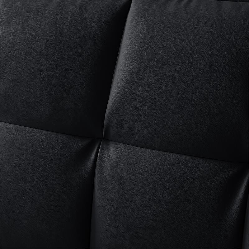 Posh Living Loft Lyfe Toyah Faux Leather Convertible Sleeper Sofa in Black