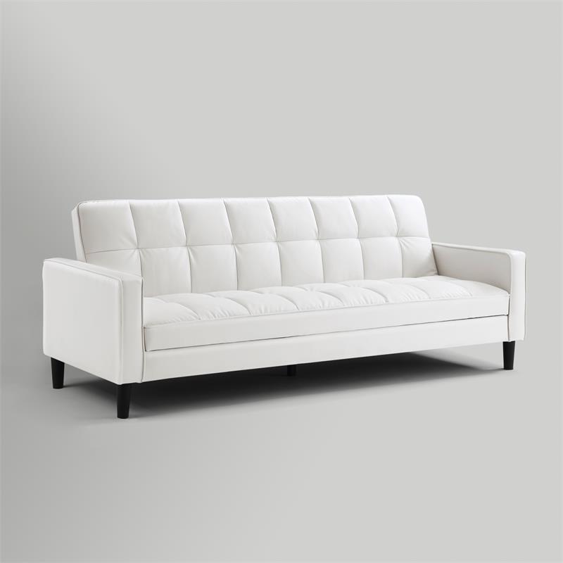 Posh Living Loft Lyfe Toyah Faux Leather Convertible Sleeper Sofa in White