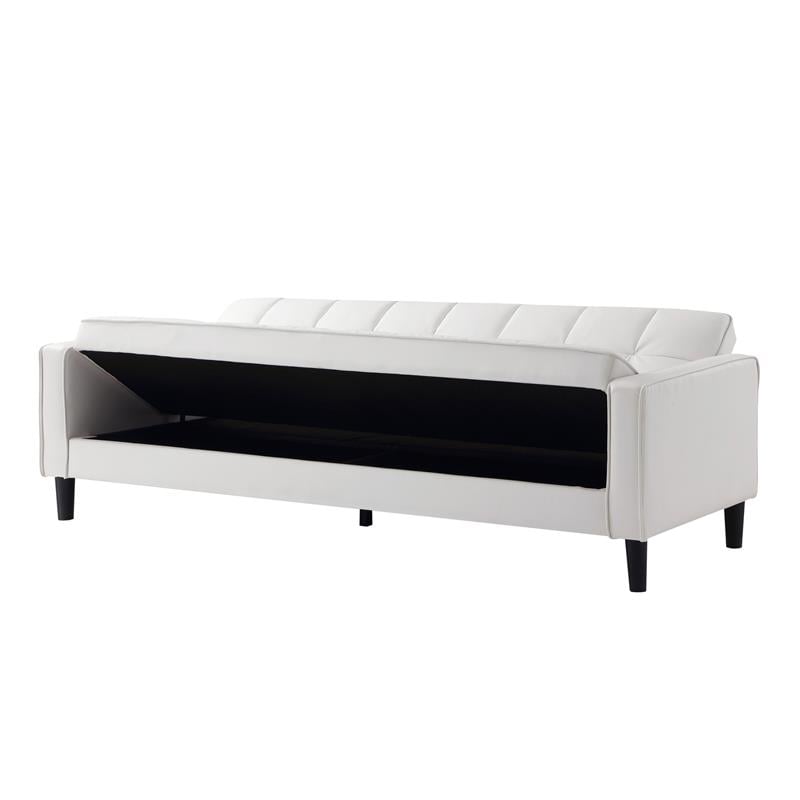 Posh Living Loft Lyfe Toyah Faux Leather Convertible Sleeper Sofa in White