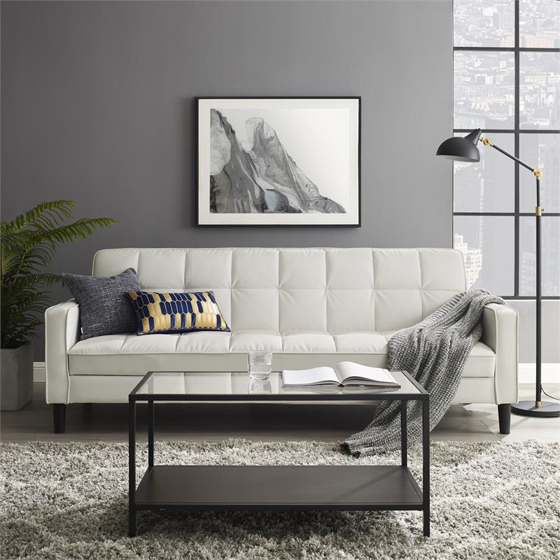 Posh Living Loft Lyfe Toyah Faux Leather Convertible Sleeper Sofa in White