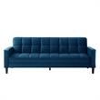Posh Living Loft Lyfe Toyah Velvet Fabric Convertible Sleeper Sofa in Navy Blue