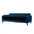 Posh Living Loft Lyfe Toyah Velvet Fabric Convertible Sleeper Sofa in Navy Blue