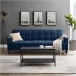 Posh Living Loft Lyfe Toyah Velvet Fabric Convertible Sleeper Sofa in Navy Blue