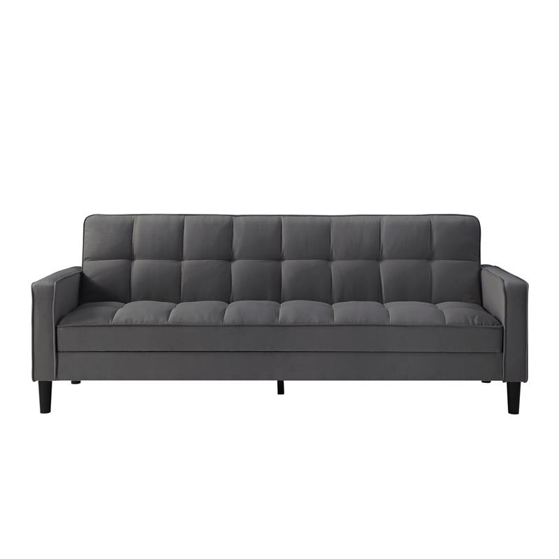 Posh Living Loft Lyfe Toyah Linen Fabric Convertible Sleeper Sofa in Charcoal