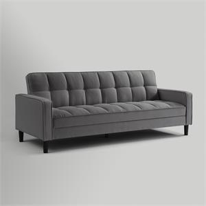 Posh Living Loft Lyfe Toyah Linen Fabric Convertible Sleeper Sofa in Charcoal