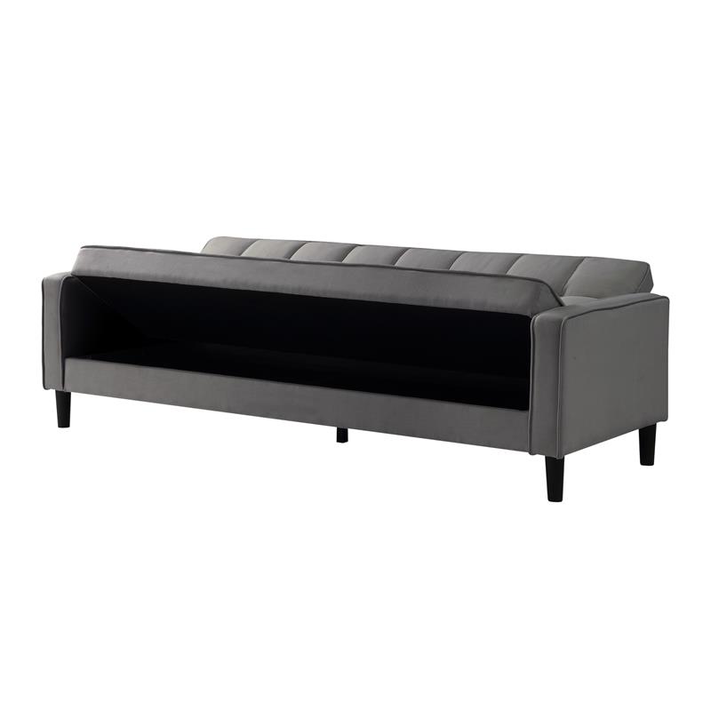 Posh Living Loft Lyfe Toyah Linen Fabric Convertible Sleeper Sofa in Charcoal