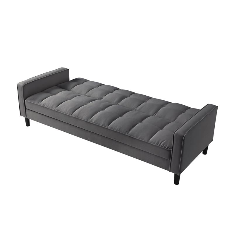 Posh Living Loft Lyfe Toyah Linen Fabric Convertible Sleeper Sofa in Charcoal