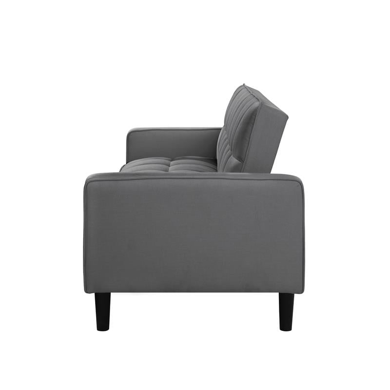 Posh Living Loft Lyfe Toyah Linen Fabric Convertible Sleeper Sofa in Charcoal