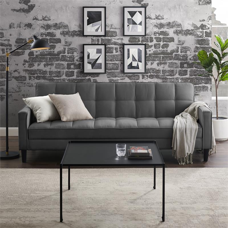 Posh Living Loft Lyfe Toyah Linen Fabric Convertible Sleeper Sofa in Charcoal