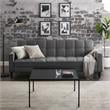 Posh Living Loft Lyfe Toyah Linen Fabric Convertible Sleeper Sofa in Charcoal