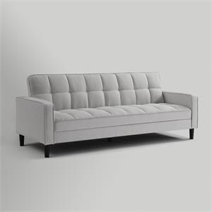 Posh Living Loft Lyfe Toyah Linen Fabric Convertible Sleeper Sofa in Light Gray