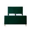 Posh Living Alex Velvet Upholstered Platform Queen Bed in Hunter Green