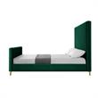 Posh Living Alex Velvet Upholstered Platform Queen Bed in Hunter Green