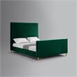 Posh Living Alex Velvet Upholstered Platform Queen Bed in Hunter Green