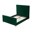 Posh Living Alex Velvet Upholstered Platform Queen Bed in Hunter Green