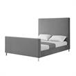 Posh Living Alex Velvet Upholstered Platform Queen Bed in Gray