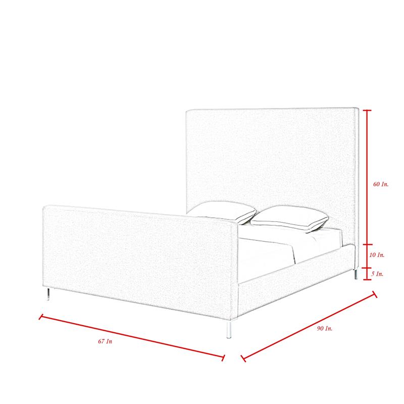 Posh Living Alex Velvet Upholstered Platform Queen Bed in Gray