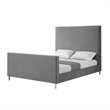 Posh Living Alex Velvet Upholstered Platform Queen Bed in Gray