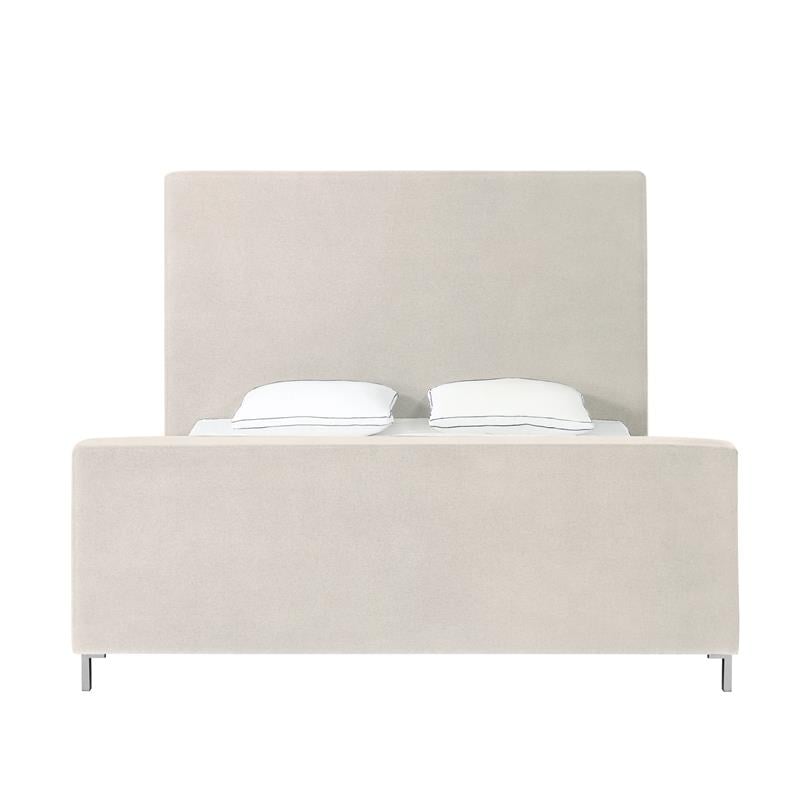 Posh Living Alex Linen Fabric Upholstered Platform Queen Bed Frame in Beige