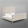 Posh Living Alex Linen Fabric Upholstered Platform Queen Bed Frame in Beige
