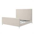 Posh Living Alex Linen Fabric Upholstered Platform Queen Bed Frame in Beige