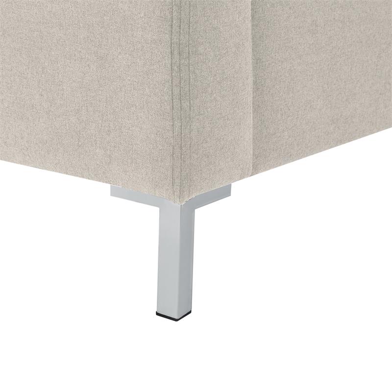 Posh Living Alex Linen Fabric Upholstered Platform Queen Bed Frame in Beige