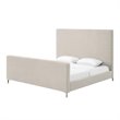 Posh Living Alex Linen Fabric Upholstered Platform Queen Bed Frame in Beige