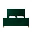Posh Living Alex Velvet Upholstered Platform King Bed in Hunter Green
