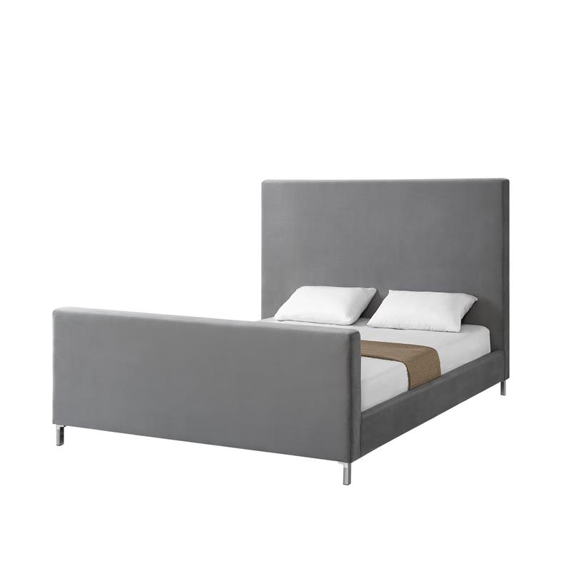 Posh Living Alex Velvet Upholstered Platform King Bed In Gray Bd33 02gsk Cx