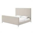 Posh Living Alex Linen Fabric Upholstered Platform King Bed Frame in Beige
