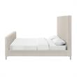 Posh Living Alex Linen Fabric Upholstered Platform King Bed Frame in Beige