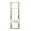 Posh Living Mano Stainless Steel 3-Shelf & 1-Drawer Bookcase White/Gold