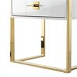 Posh Living Mano Stainless Steel 3-Shelf & 1-Drawer Bookcase White/Gold