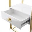 Posh Living Mano Stainless Steel 3-Shelf & 1-Drawer Bookcase White/Gold