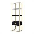 Posh Living Mano Stainless Steel 3-Shelf & 1-Drawer Bookcase Black/Gold