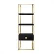 Posh Living Mano Stainless Steel 3-Shelf & 1-Drawer Bookcase Black/Gold